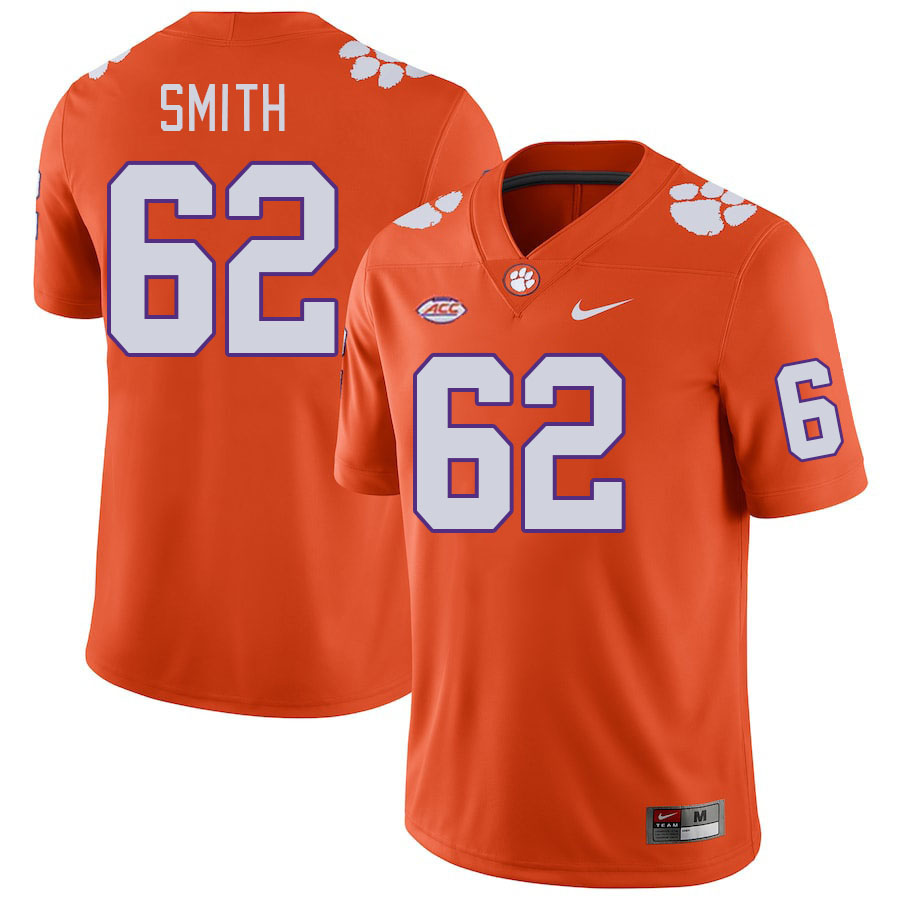 Men #62 Bryce Smith Clemson Tigers College Football Jerseys Stitched Sale-Orange